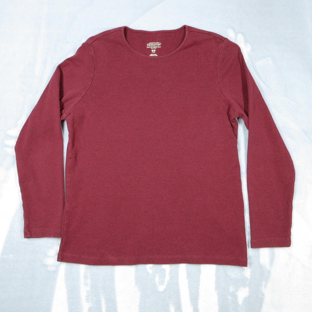 Pendleton Shirt Womens Petite‎ Medium Burgundy Long Sleeve Crewneck